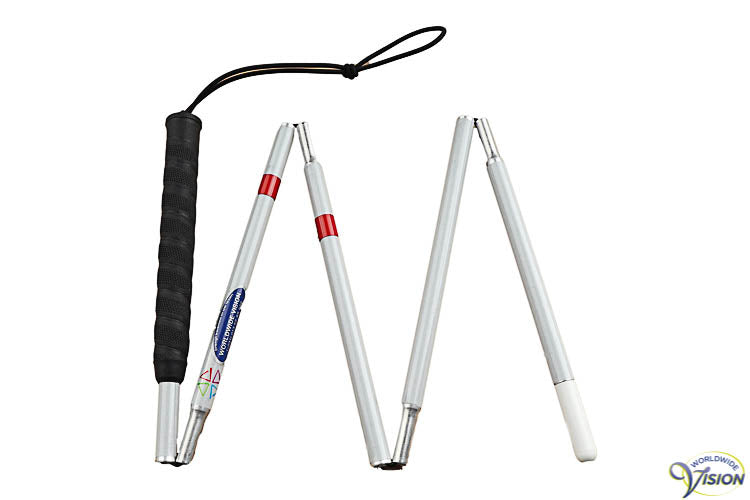 Taststok aluminium opvouwbaar in vijf delen, lengtes 110 t/m 160 cm