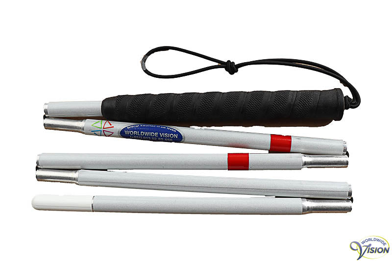 Taststok aluminium opvouwbaar in vijf delen, lengtes 110 t/m 160 cm