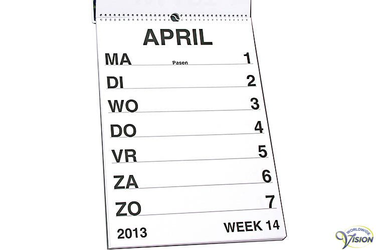 Weekkalender 2026 A4 Grootletter BE