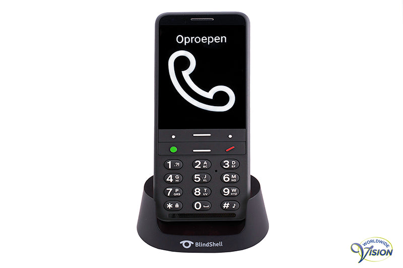 BlindShell Classic 2 stemgestuurde Nederlandssprekende mobiele telefoon, kleur zwart