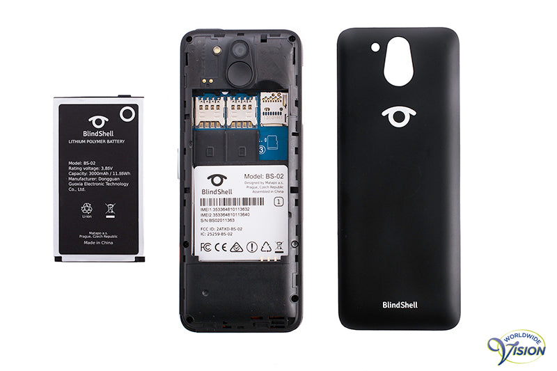 BlindShell Classic 2 stemgestuurde Nederlandssprekende mobiele telefoon, kleur zwart