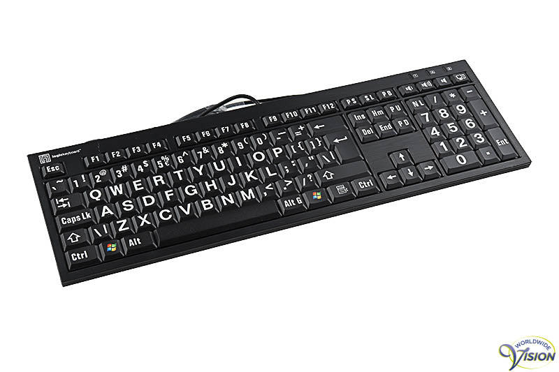 Toetsenbord XL Nero Slim Line voor slechtzienden zwarte toetsen met witte karakters