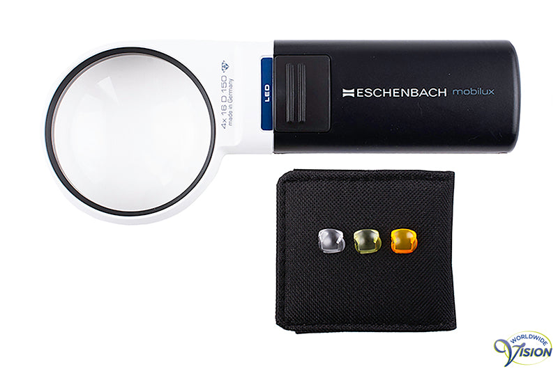 Eschenbach Mobilux LED handlichtloep rond, vergroot 4 maal