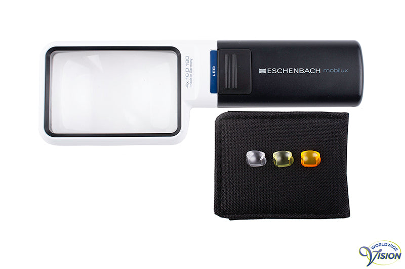 Eschenbach Mobilux LED hand magnifier rectangle, 4 X magnification