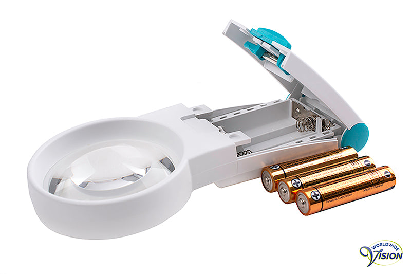 Schweizer Ökolux+ Mobile LED hand magnifier, 3 X magnification, lens 70 mm