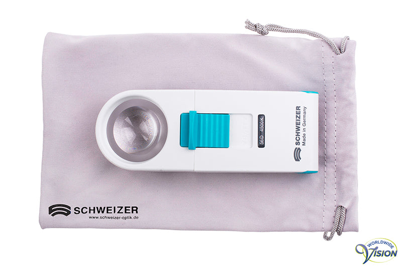 Schweizer Ökolux+ Mobile LED hand magnifier, 12 X magnification, lens 35 mm