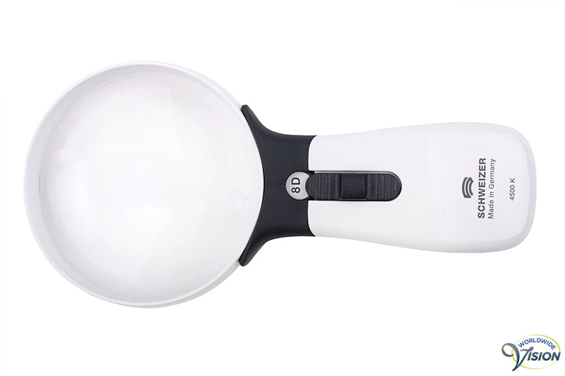 Schweizer ERGO-Lux MP Mobile LED handlichtloep, vergroot 2 maal, lens 85 mm