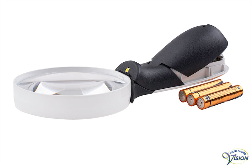 Schweizer ERGO-Lux MP Mobile LED hand magnifier, 2 X magnification, lens 85 mm