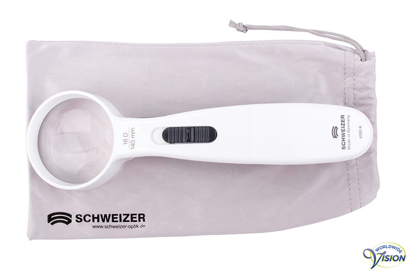 Schweizer ERGO-Lux MP LED hand/standloep, vergroot 4 maal, lens 60 mm