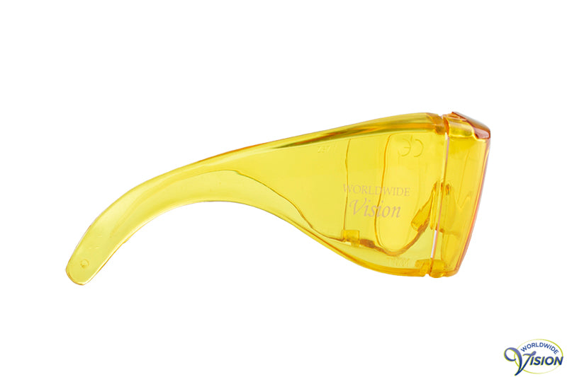 UV-Shield U-50 fitover sun/filter glasses (large model), yellow lenses allows 87% light through.