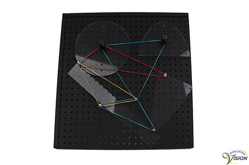 Geometry board made of polypropylene, for making tactile geometrical figures and graphs