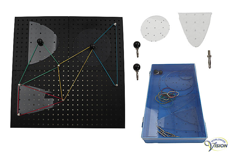 Geometry board made of polypropylene, for making tactile geometrical figures and graphs