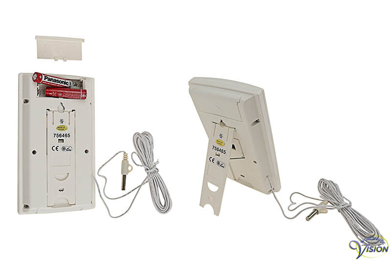 Thermometer with clock, English speaking, for indoors and outdoors