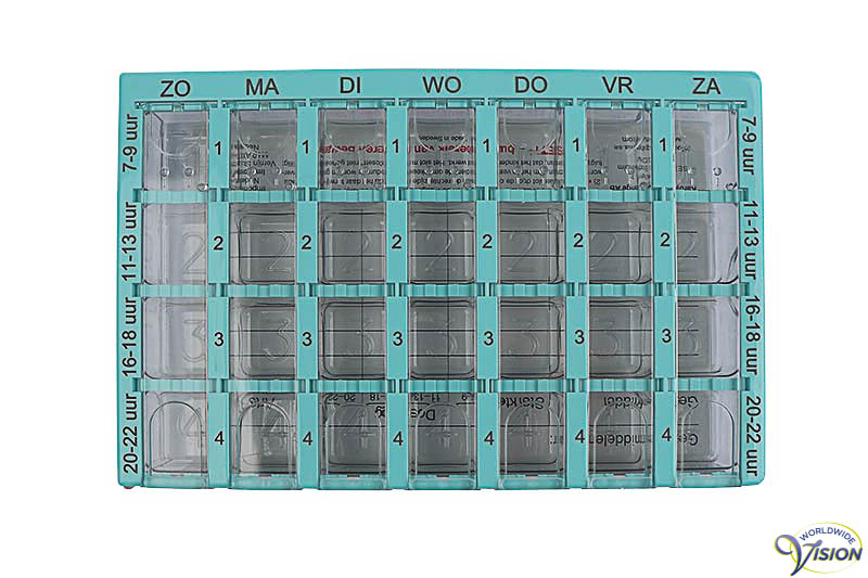 Medicijndoos Dosett met 7-daagse indeling en 4 vakjes per dag