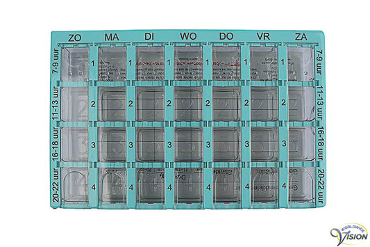 Medicijndoos Dosett met 7-daagse indeling en 4 vakjes per dag