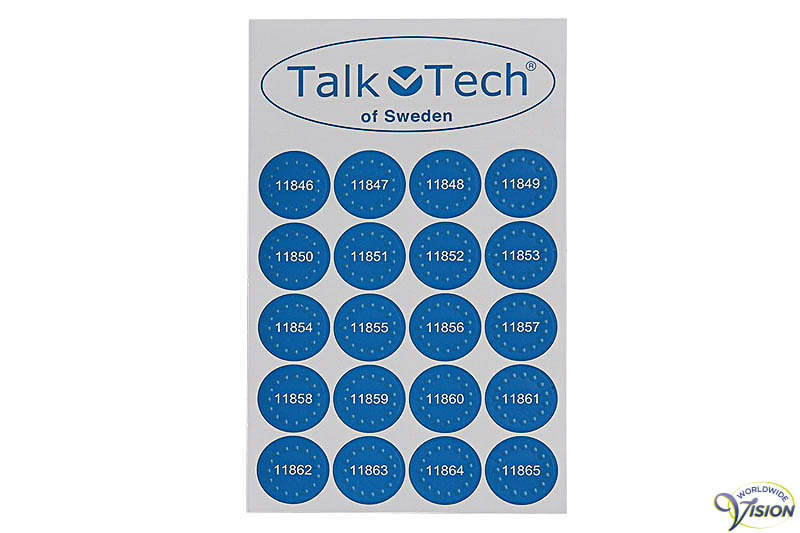 PennyTalks zelfklevende voelbare labels, 300 stuks, kleur blauw, serie A1