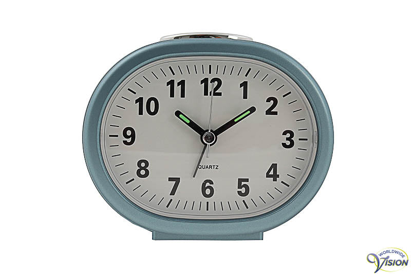 Wekker quartz voor senioren en slechtzienden met witte wijzerplaat.