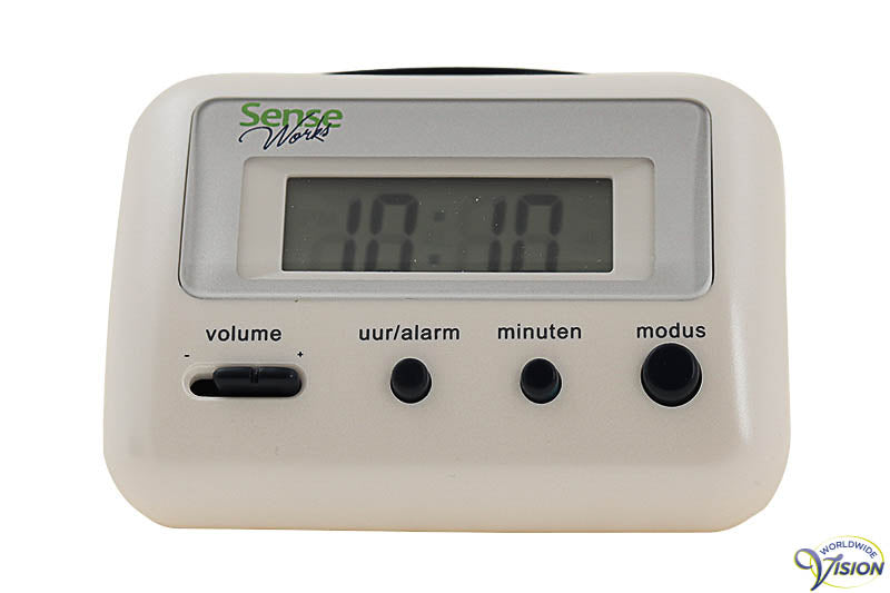 Sprekende wekker/alarmklok SenseWorks Nederlands met 24 en 12 uursklok, zeer professionele stem.