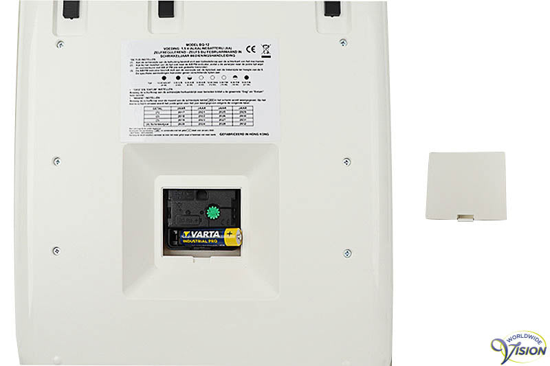 Twemco BQ-12A kalenderklok groot met analoge, witte wijzerplaat en datum aanduiding