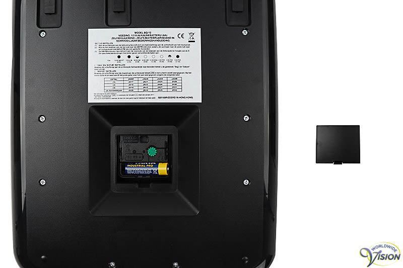 Twemco BQ-12A kalenderklok groot met analoge, zwarte wijzerplaat en datum aanduiding