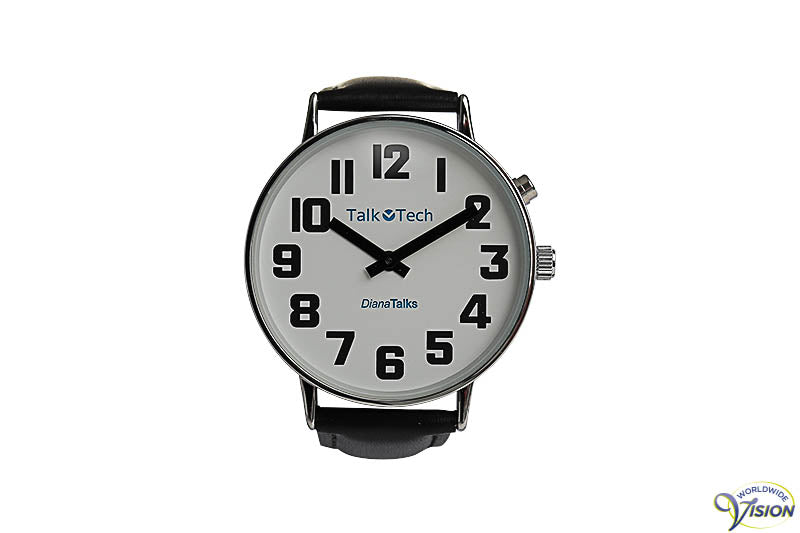 DianaTalks Prime Large sprekend herenhorloge met analoge witte wijzerplaat