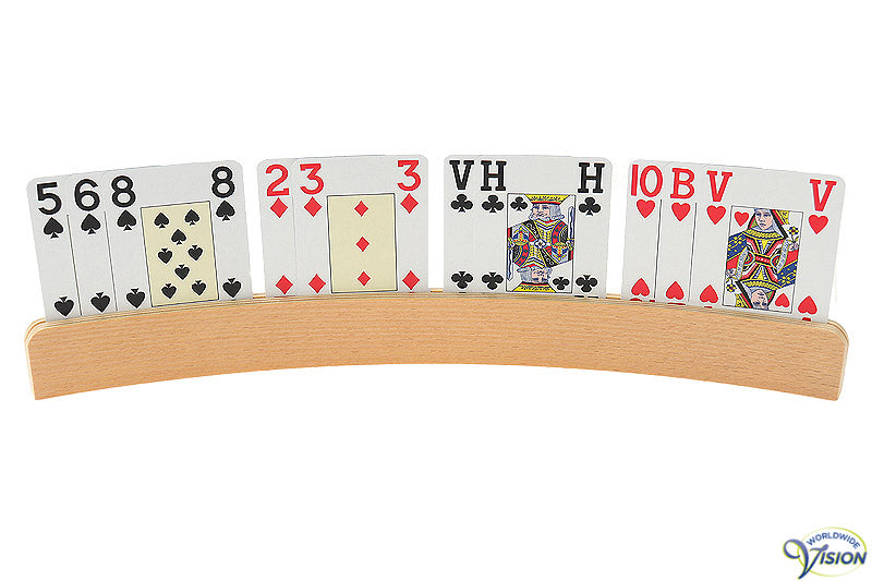 Wooden card-hulder, semi-circular, length 34 cm