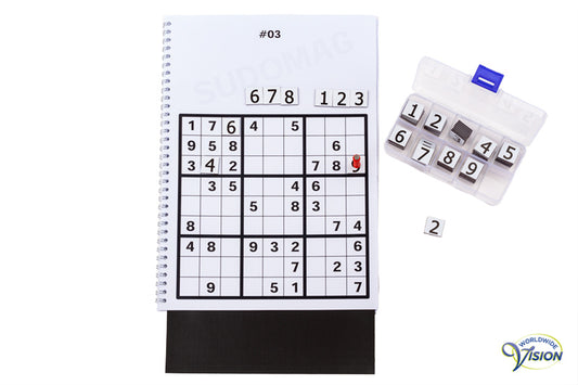 Sudomag voor slechtzienden, puzzelboek met magnetische cijfers