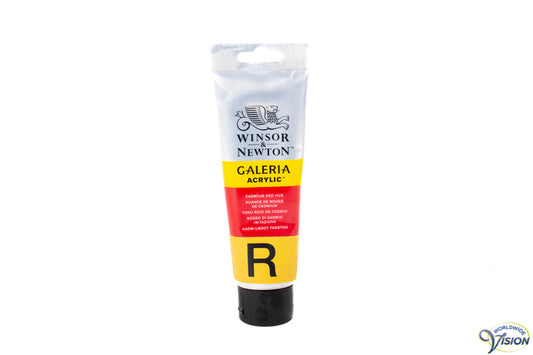 Winsor & Newton acrylverf, tube 120 ml, kleur rood.