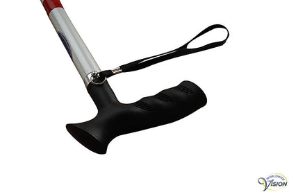 Support cane aluminum with handshaped non-slip handle