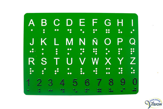 Alfabetkaart met braille- en grootletterschrift