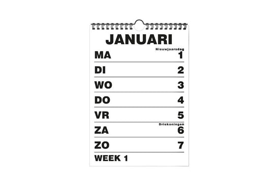 Weekkalender 2024 grootletterschrift formaat A4
