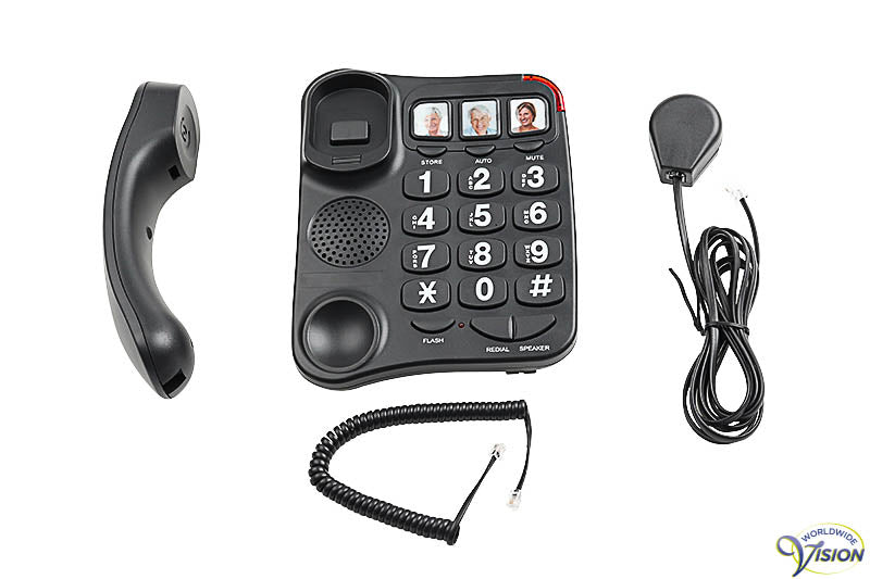 Topic big button phone with 3 photo buttons, colour black