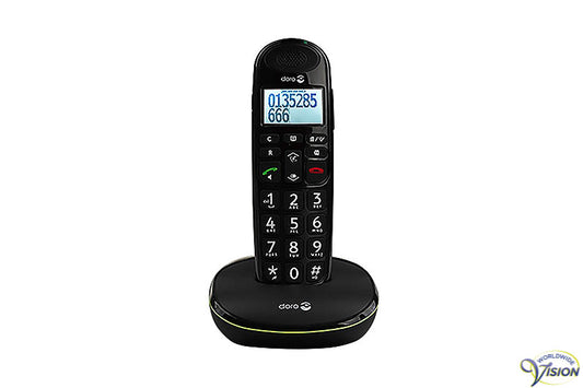 Doro PhoneEasy 110 draadloze telefoon met Nederlandssprekende toetsen, kleur zwart