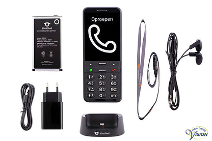 BlindShell Classic 2 Dutch talking mobile phone with voice control, colour black