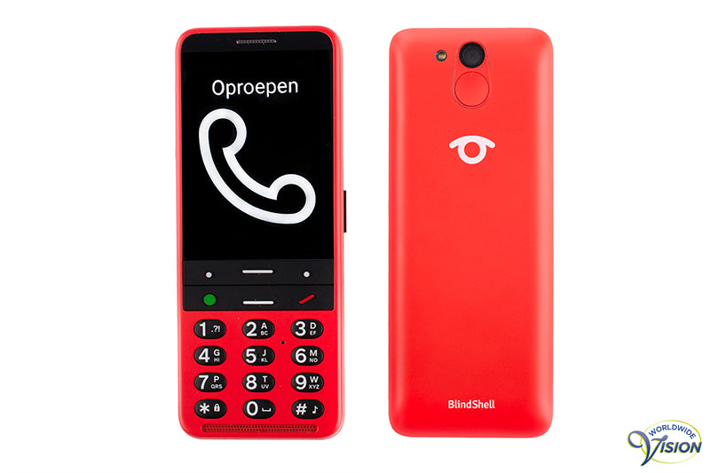 BlindShell Classic 2 stemgestuurde Nederlandssprekende mobiele telefoon, kleur rood