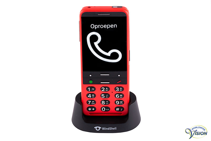 BlindShell Classic 2 stemgestuurde Nederlandssprekende mobiele telefoon, kleur rood