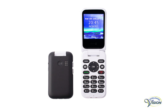 Doro 6820 mobiele telefoon, schelpmodel met grote tekstweergave en sprekende toetsen