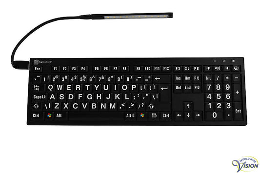 Toetsenbord XL Nero Slim Line voor slechtzienden zwarte toetsen met witte karakters