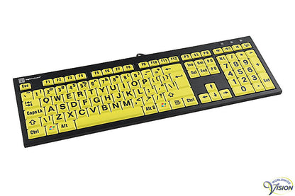 Keyboard XL Nero Slim Line for visually impaired, yellow keys with black characters