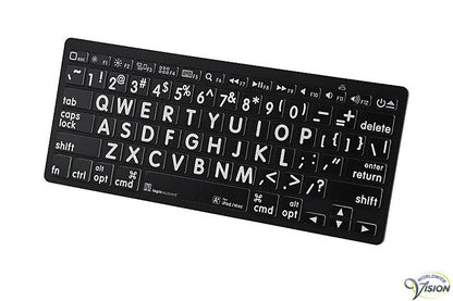 Mini toetsenbord met bluetooth, zwarte toetsen met witte XL grootletter karakters