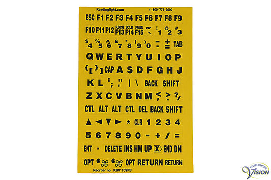 Toetsenbord stickers zwarte karakters gele achtergrond