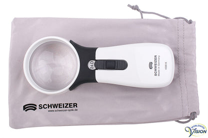 Schweizer ERGO-Lux MP Mobile LED hand magnifier, 6 X magnification, lens 55 mm