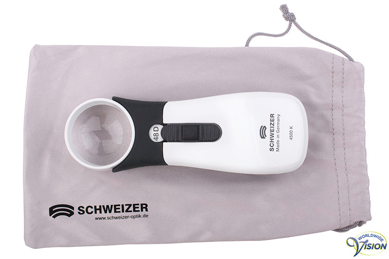 Schweizer ERGO-Lux MP Mobile LED handlichtloep, vergroot 12 maal, lens 35 mm