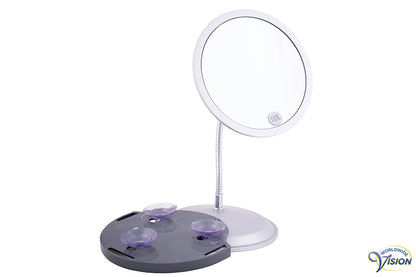 Make-up and shaving mirror with flexible stand magnification 5 and 10 x