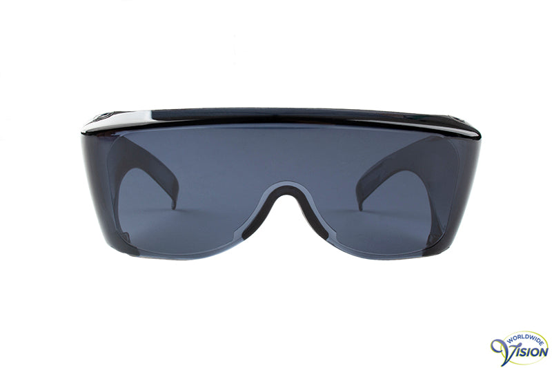 UV-Shield U-22 fitover sun/filter glasses (large model), dark grey lenses allows 11% light through.