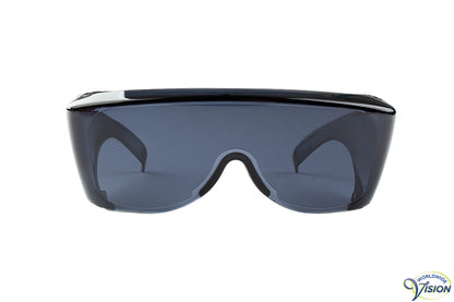 UV-Shield U-22 fitover sun/filter glasses (large model), dark grey lenses allows 11% light through.