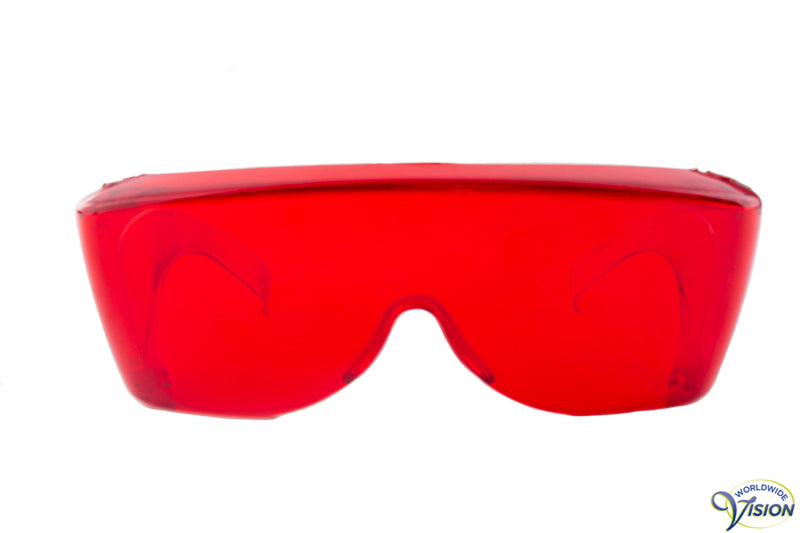 UV-Shield U-90 fitover filter glasses, large model, red lenses allows 14% light through