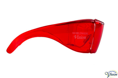 UV-Shield U-90 fitover filter glasses, large model, red lenses allows 14% light through