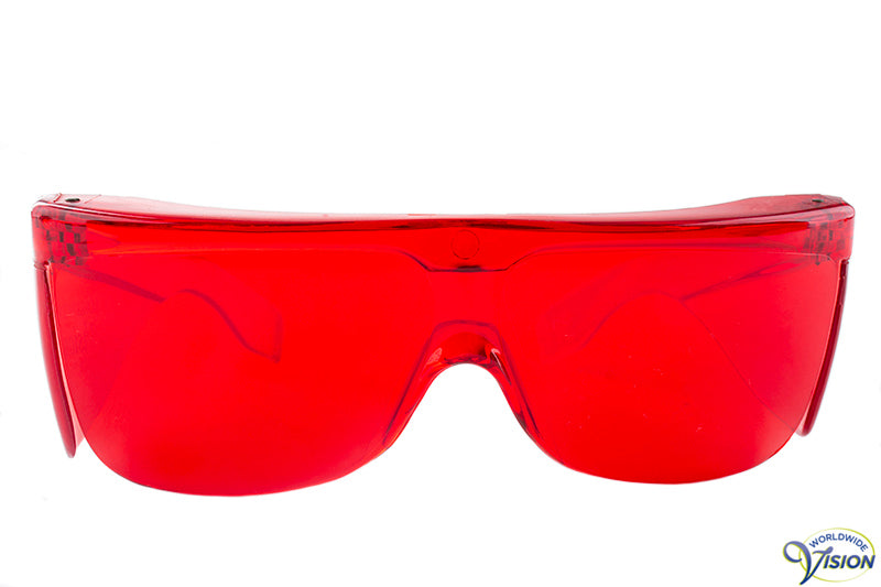 UV-Shield S-90 fitover filter glasses, small model, red lenses allows 14% light through