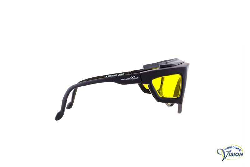 Spectra-Shield 450 fitover sun/side filter glasses (large model), yellow lenses allows 87% light through.